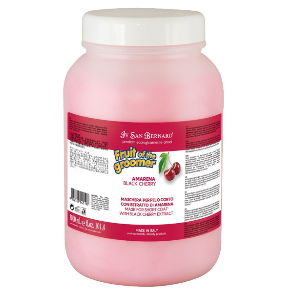 Маска восстанавливающая для короткой шерсти Iv San Bernard Fruit of the Groomer Black Cherry с протеинами шелка 3 л