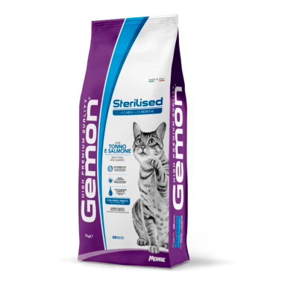 Сухой корм Gemon Cat Sterilised для взрослых стерилизованных кошек, тунец с лососем, 7 кг