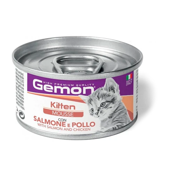 Gemon Cat Wet Kitten консервалары, балаларға арналған мяс желесі, шайын мен мақта, 85 г