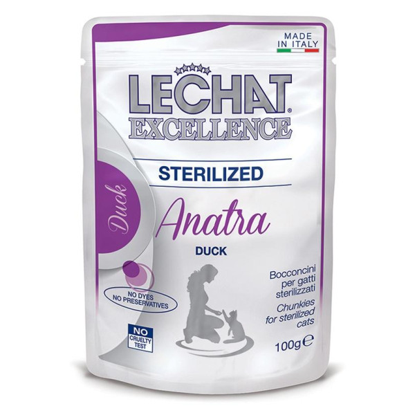LeChat Chunkies with Duck Sterilized - Консервированный корм обогащённый витаминами с кусочками утки для стерилизованных кошек