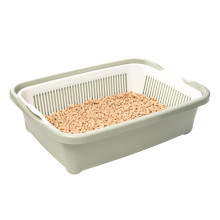 Туалет для кошек высокий с сеткой "Дюна", оливковый 420*320*125мм,