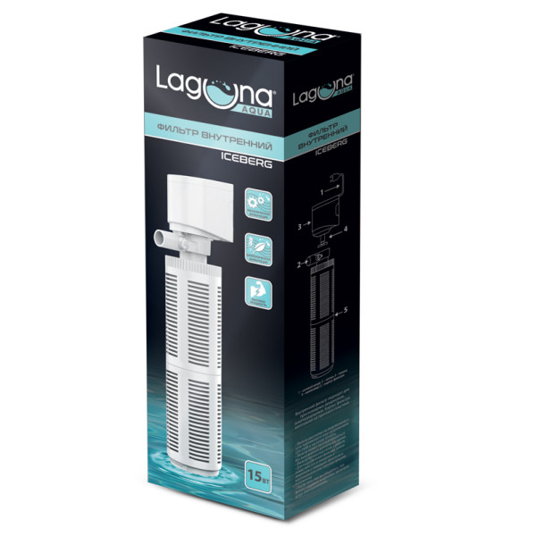Фильтр внутренний JY801F, 15Вт, 880л/ч, 100*60*285мм, серия ICEBERG, Laguna