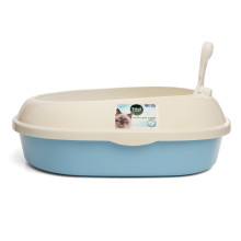 Туалет для кошек овальный с бортом "Эллипс" (совок и сетка в комплекте), голубой/белый, 500*370*170мм, серия HYGIENE