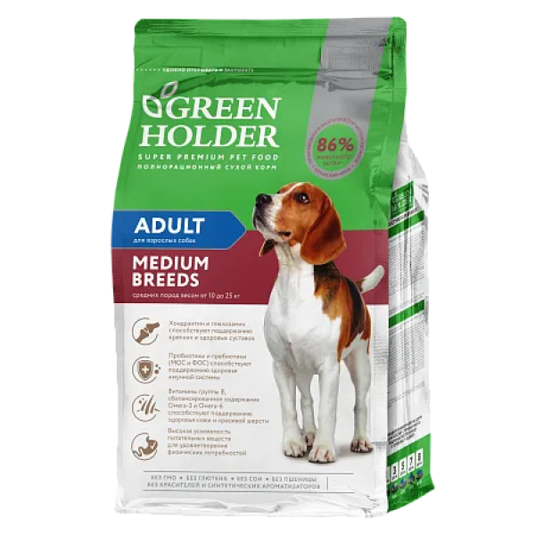 Зеленый держатель для средних пород взрослых собак 2 кг