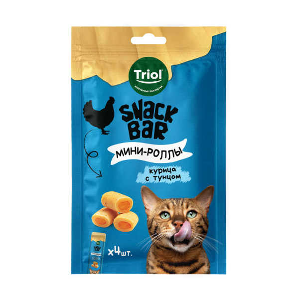 Вкусные мини-роллы для кошек: курица с тунцом от SNACK BAR, Triol