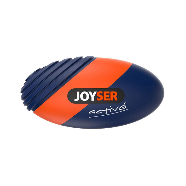Игрушка для собак JOYSER Active: Резиновый мяч регби M с пищалкой, 15 см, синий.