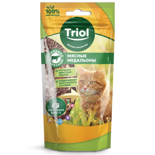 Новинка: Лакомство для кошек с говядиной и треской от Triol