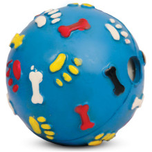 Игрушка для собак из цельнолитой резины "Мяч с лапками и косточками со звуком", d75мм, Triol