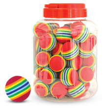 Игрушка для кошек "Мячик полосатый", красный, d35мм (банка 50шт.)