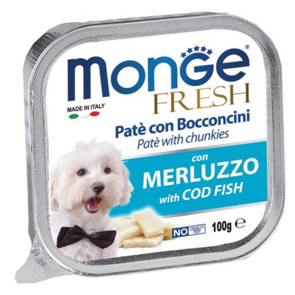 Консервы Monge pate with chunkies cod fish для собак