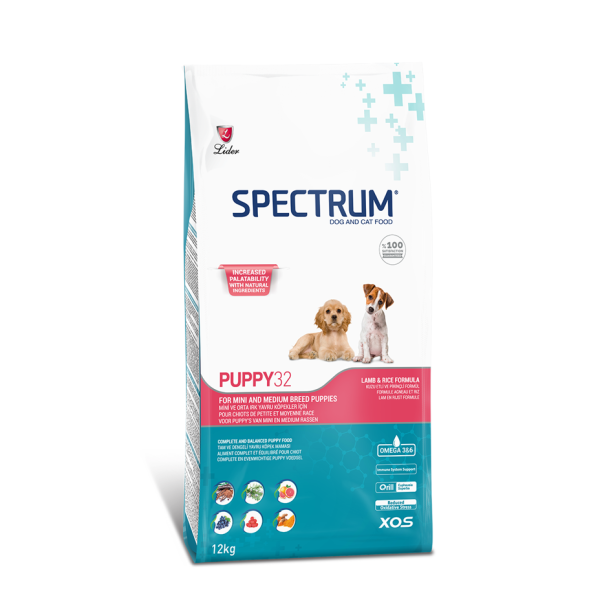 Питание для щенков мелких пород SPECTRUM SMALL BREED PUPPY FOOD PUPPY32 с ягненком и рисом 12 кг
