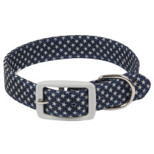 Ошейник тканевый для собак Звездочки M, синий, 20*280-370мм