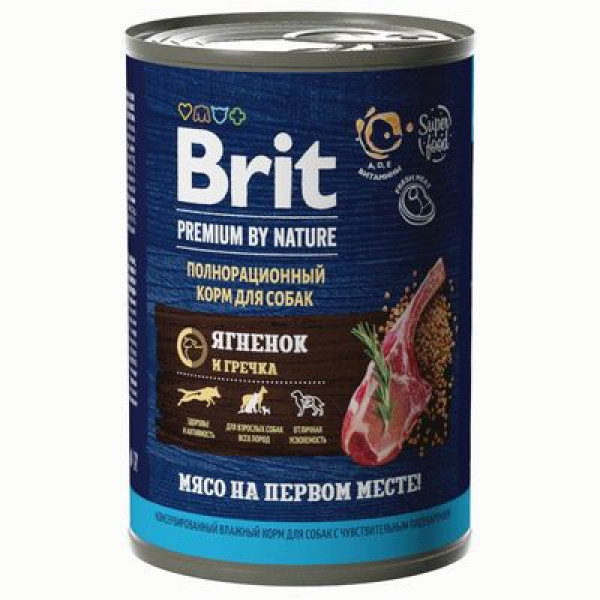 Консервы Brit premium by nature ягненок для собак