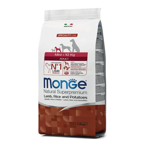 Monge speciality line mini adult lamb and rice and potatoes - Полноценный корм с ягненком, рисом и картофелем для взрослых собак мелких пород склонных к аллергическим воспалительным реакциям