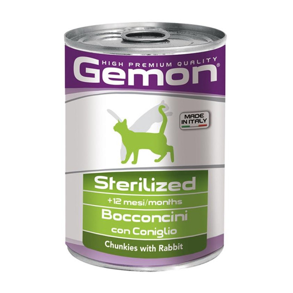 GEMON Chunkies Sterilized Rabbit с кусочками кролика для стерилизованных кошек
