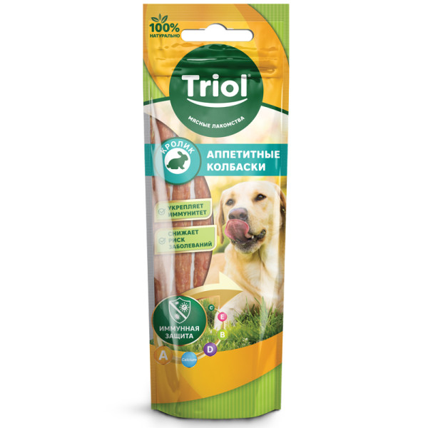 Лакомство для собак «Аппетитные колбаски из кролика», 40г, Triol: вкусное угощение для вашего питомца