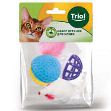 Набор игрушек для кошек "Активная игра 5" (мяч d40мм, мышь 45мм, шар d35мм)