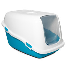 Туалет для кошек закрытый Клозет, синий/белый, 570*390*350мм, серия HYGIENE