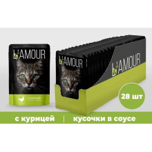 Корм для кошек с Курицей в соусе ТМ "L’AMOUR" паучи 28шт.75г