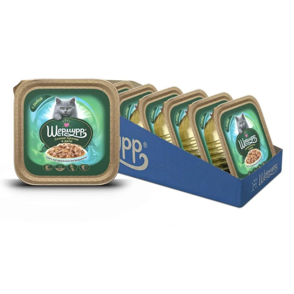 Шермурр: сочные кусочки мяса с рыбой в желе 100 гр*16