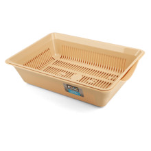 Туалет для кошек высокий с цветной сеткой "Лапки", бежевый, 350*250*90мм