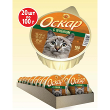 ОСКАР консервы для кошек Кусочки в соусе Ягненок 20 шт 100 г
