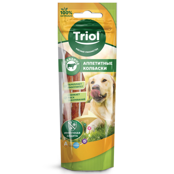 Вкусные колбаски из говядины для собак Triol, 40г