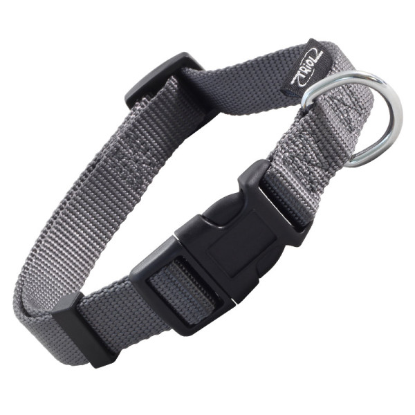 Ошейник с светоотражающей строчкой "Стандарт" M, серый, 20*340-490мм, Triol