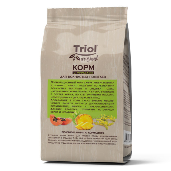 Корм для волнистых попугаев с фруктами Triol Original: 450г
