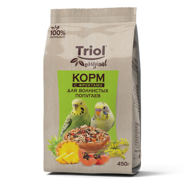 Корм для волнистых попугаев с фруктами Triol Original: 450г