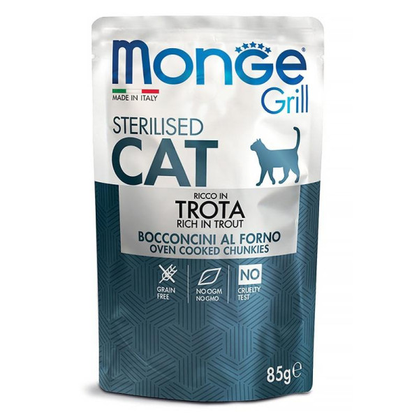 Monge galletto sterilised кусочки с форелью для стерилизованных кошек