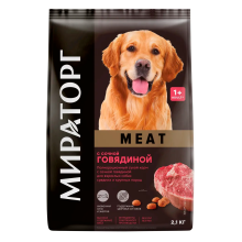 Мираторг meat полнорационный сухой корм с сочной говядиной для взрослых собак средних и крупных пород