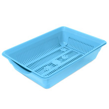 Туалет для кошек высокий с цветной сеткой "Лапки", голубой, 350*250*90мм