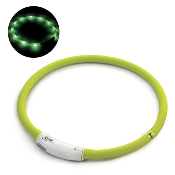 Ошейник светодиодный "Шнурок" M (USB), салатовый, 10*600мм - серия NIGHT CITY, Triol