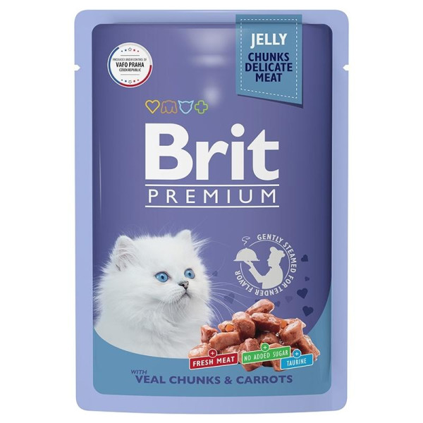 Brit premium влажный корм с телятиной и морковью для котят