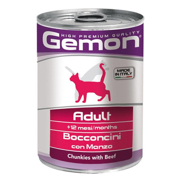 GEMON Chunkies Adult Beef - Полноценный корм с кусочками говядины