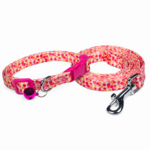 Комплект ошейник и поводок нейлоновый ЦветочкиXS
