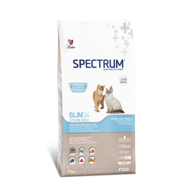 Корм для взрослых кошек SPECTRUM SLIM34 12 кг