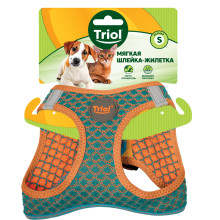 Шлейка-жилетка мягкая со светоотражающими элементами "Нео" S, голубая, обхват груди 370-400мм, Triol