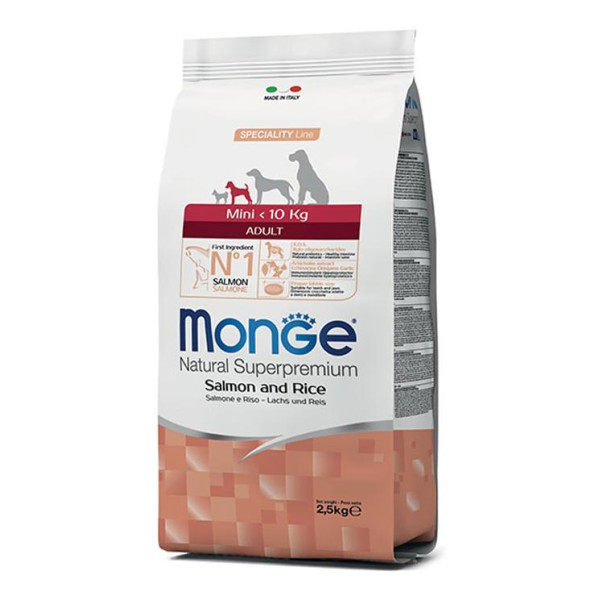 Monge speciality line mini adult salmone and rice - Полноценный корм с лососем и рисом для взрослых собак мелких пород