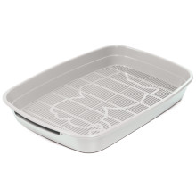 Туалет для кошек с сеткой малый "Леопольд", светло-серый, 340*260*50мм,