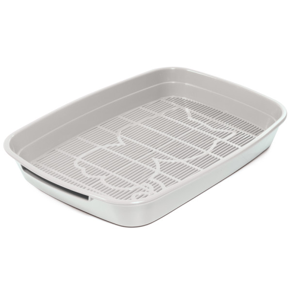 Туалет для кошек с сеткой малый "Леопольд", светло-серый, 340*260*50мм, Gamma