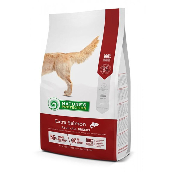 Nature‘s Protection Extra Salmon – Барлық ұқсас құйылықтарға арналған жоғары сапалы аққұс біріктірілген әрі жас собактар үшін арнайы тамақ