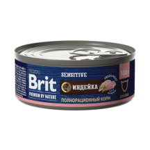 Консервы для кошек с чувствительным пищеварением Brit Premium by Nature с мясом индейки 100 г