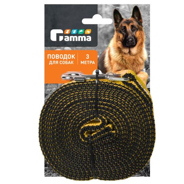 Поводок капроновый для собак, 25*3000мм, Gamma