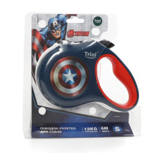 Поводок-рулетка для собак Marvel Капитан Америка S, 5м до 12кг, лента, Triol-Disney