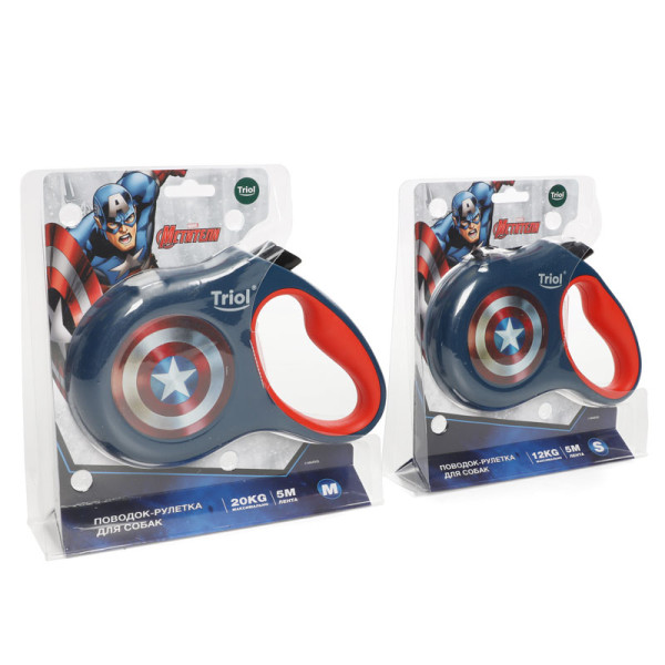 Поводок-рулетка для собак Marvel Капитан Америка S, 5м до 12кг: качественный выбор от Triol-Disney