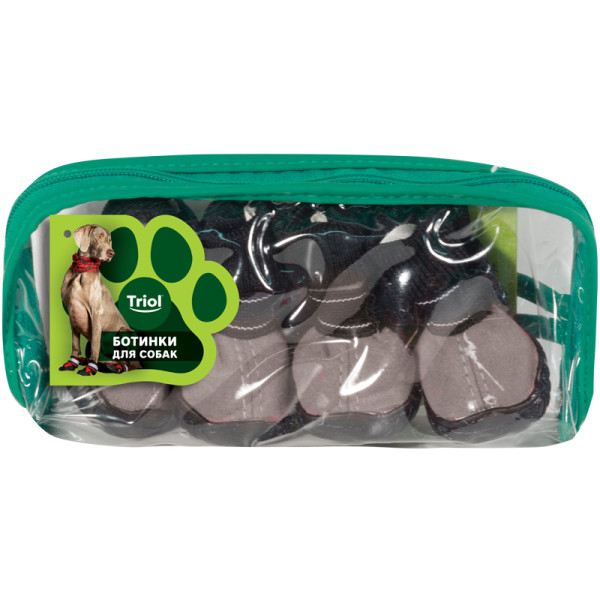 Ботинки для собак "Ромбы" M, серые, 55х50х45мм (уп.4шт.), Triol - стиль и комфорт для вашего питомца