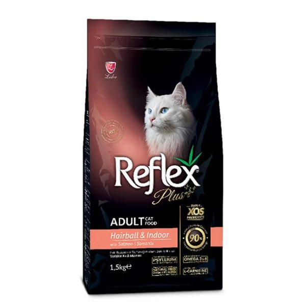 Reflex for long-haired cat breeds - Полнорационный сбалансированный сухой корм с лососем для кошек с длинной шерстью живущих в помещении старше 12 месяцев