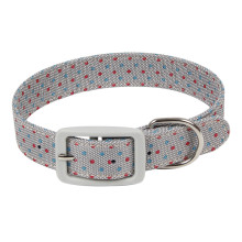 Ошейник тканевый для собак Горошинки M, серый, 20*280-370мм